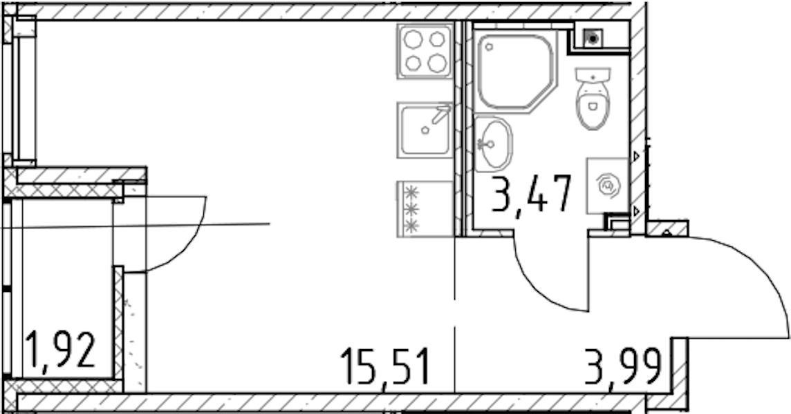Квартира студия 22.97 м², 9/17 эт., ЖК «Город Первых»